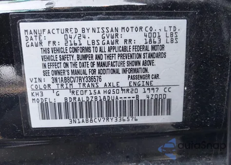 2024 Nissan Sentra Sv Xtronic Cvt z USA, uszkodzony, nr VIN 3N1AB8CV7RY336576